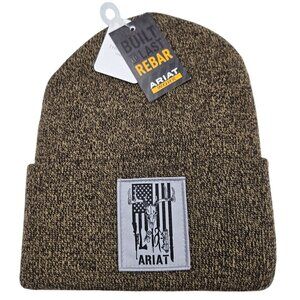 Ariat Men's Rebar Cap US Flag Outdoors Patch Insulated Beanie Acrylic Dark Brown